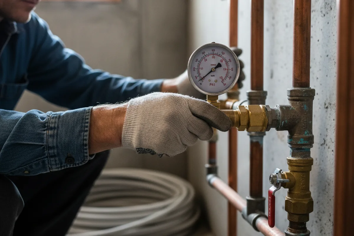 Pressure testing a repaired line during Water Line Repair in La Palma